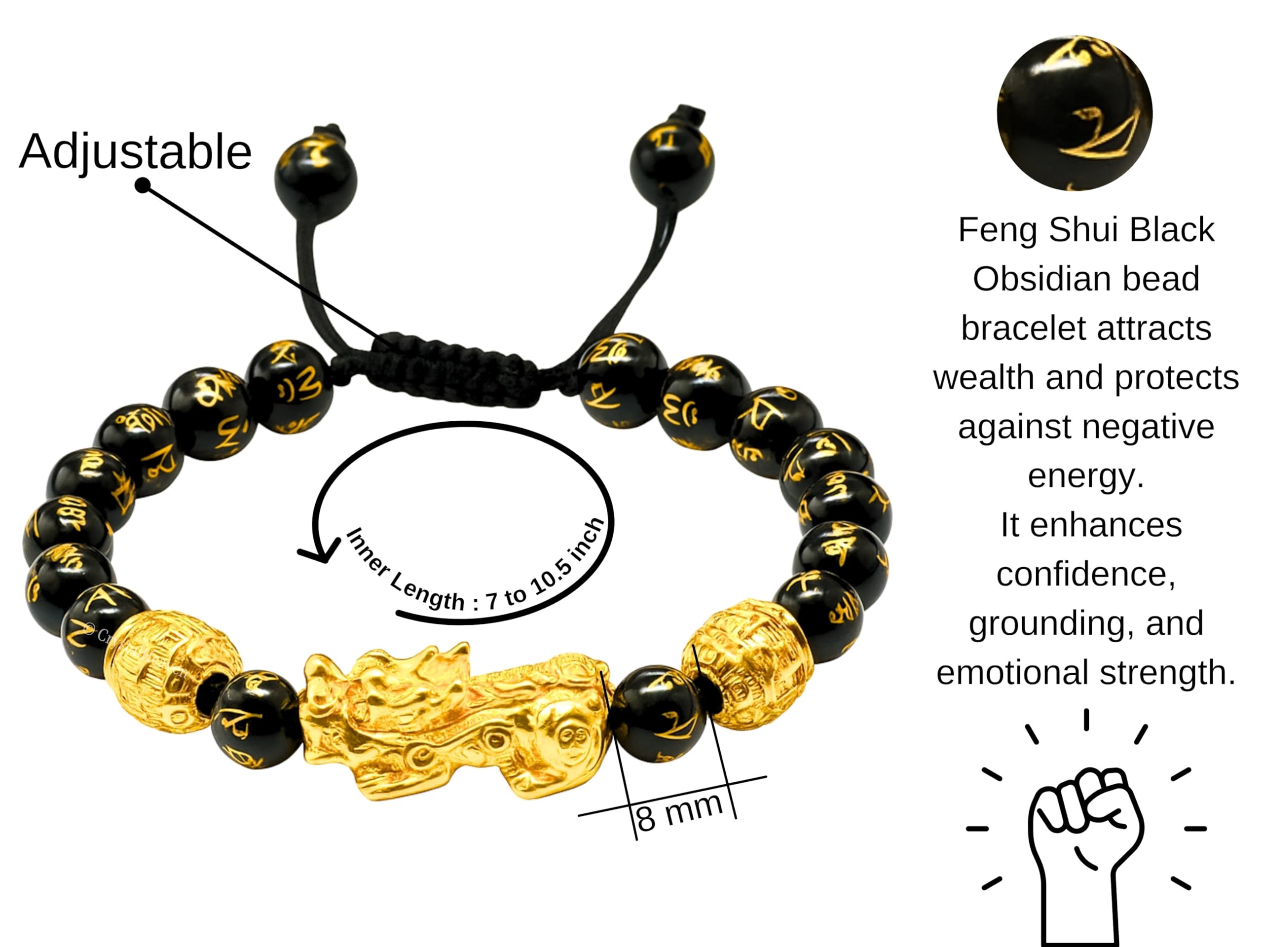 Crystal Heaven Feng Shui Crystal Bracelet for Women Men Natural Healing - AAA Grade Original Healing Gemstone Adjustable Bracelet for Yoga Reiki Meditation Feng Shui 1