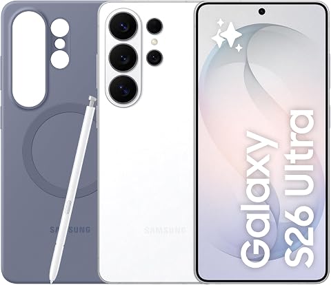 Samsung Galaxy S26 Ultra con Silicone Magnet Case Blue Violet, Smartphone AI 3 anni di Garanzia del produttore, 256GB, White