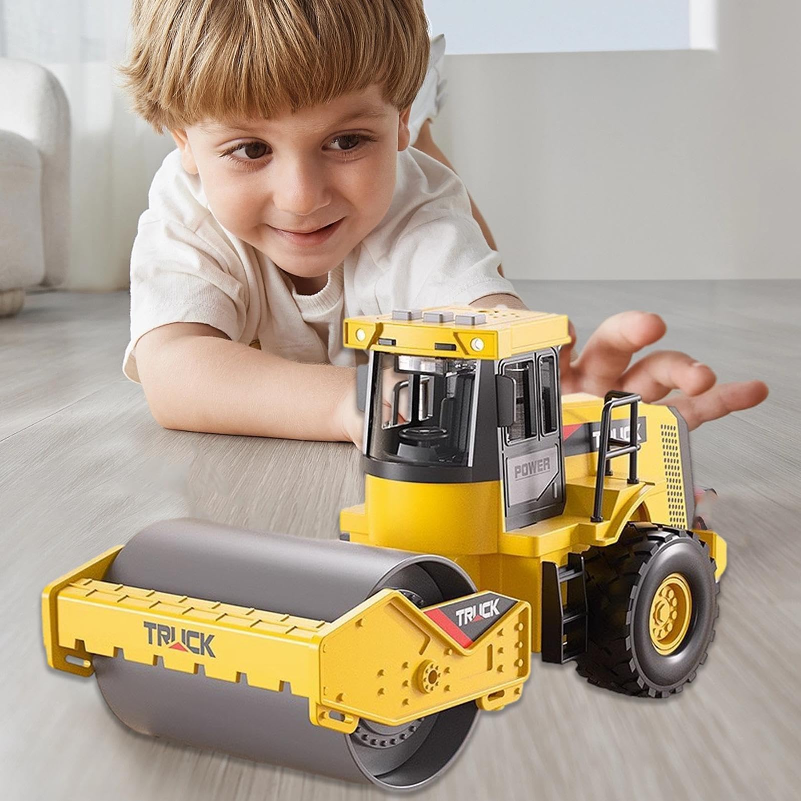 Jouet à roulettes - Rouleau à vapeur | Jouet rouleau compresseur – Chantier de construction de simulation de véhicule de 12 pouces pour garçons et filles, construction en métal durable, parfait comme