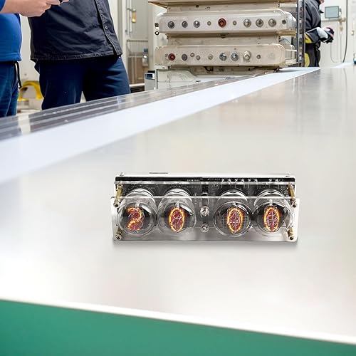 Miniatura 8 de TreasureCave Reloj de tubo Nixie, reloj digital de tubo Nixie estilo Cyberpunk IN-12, reloj de escritorio digital retro de 4 dígitos LED retro