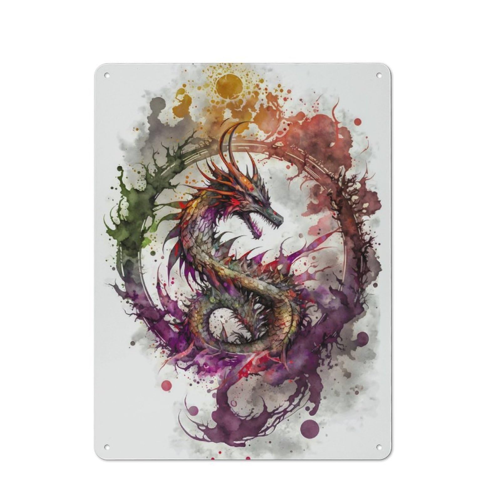 Junmoney Dragon 2 For Lounge Or Reading Corner, Retro Metal Plaque 40X30cm, For Vintage Wall Decor Fans, For Metal Sign Collectors
