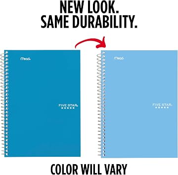 Five Star Spiral Notebook, 2 Subject, College Ruled Paper, 6 x 9.5, 80 Sheets, Blue (840029CG1)
