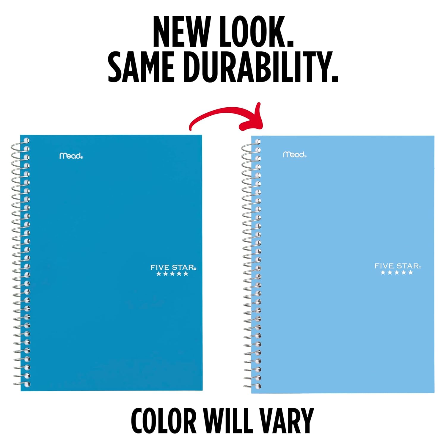 Five Star Spiral Notebook, 2 Subject, College Ruled Paper, 6" x 9.5", 80 Sheets, Blue (Color May Vary) (840029CG1)