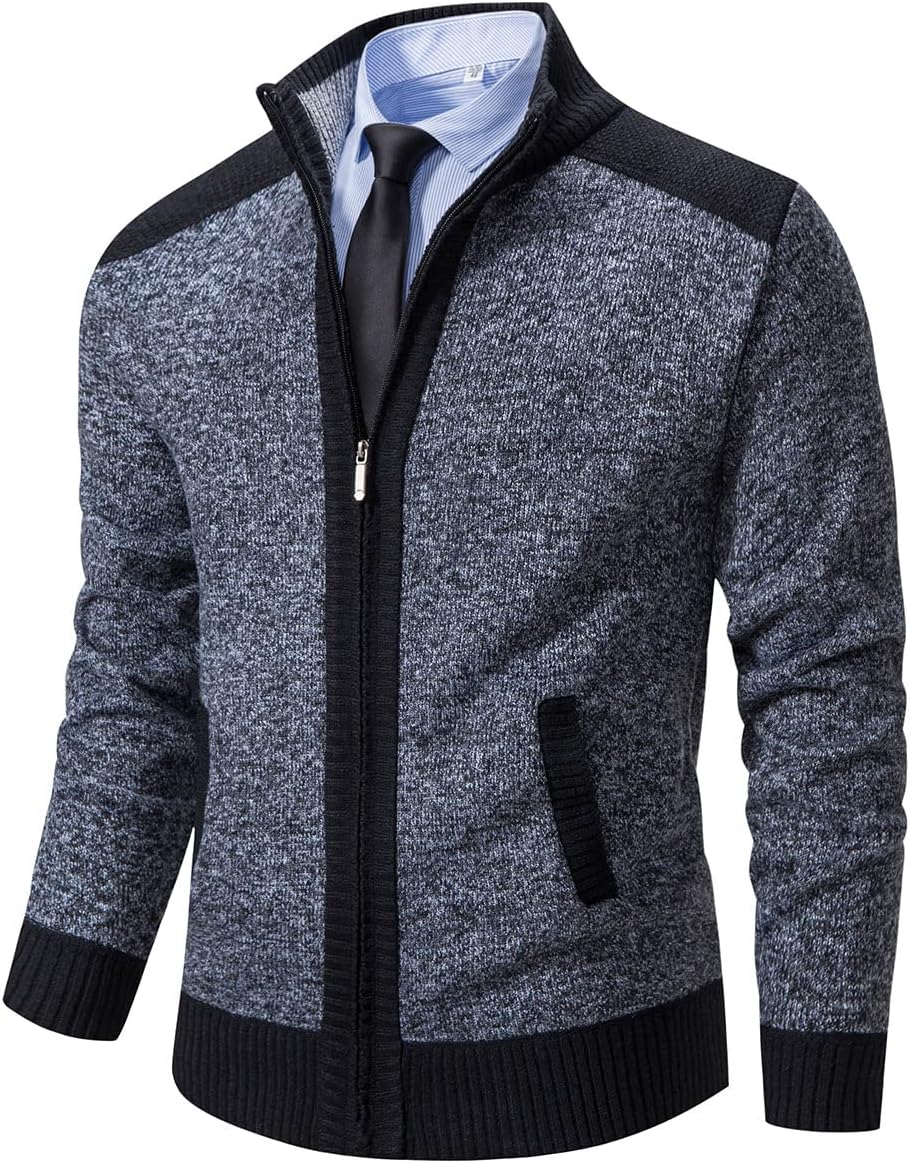 Msmsse Men's Cardigan Sweaters Full Zip Knitted Sweater for Men