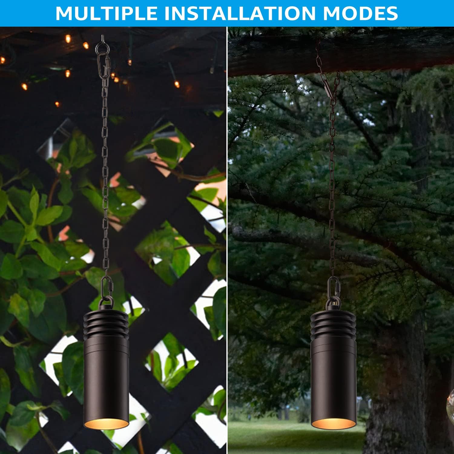 LEONLITE 12V Low Voltage Hanging Lighting, LED Landscape Hanging Tree Lights, UL Listed, Aluminum, IP65, Oil Rubbed Bronze, 2700K Soft White, Outdoor Pendant Lights for Gazebo, Pack of 4 - - 