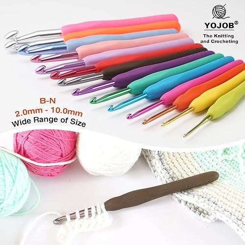 Miniatura 4 de YOJOB Paquete de 2 ganchos de ganchillo de 0.197 in, I  0.217 in, súper suaves y ergonómicos para principiantes y avanzados (0.197 in, 0.217 in)