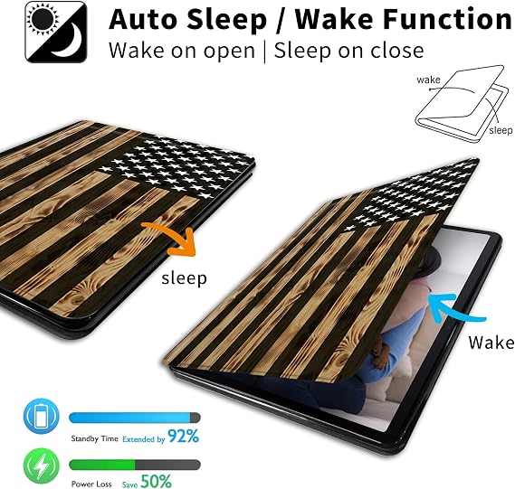 Case for Microsoft Surface Pro 7-360 Degree Rotating Multi-Angle Viewing Protective Cover with Auto Sleep/Wake for Microsoft Surface Pro 7 Plus/6/5/4 12.3 inch,Brown American Flag