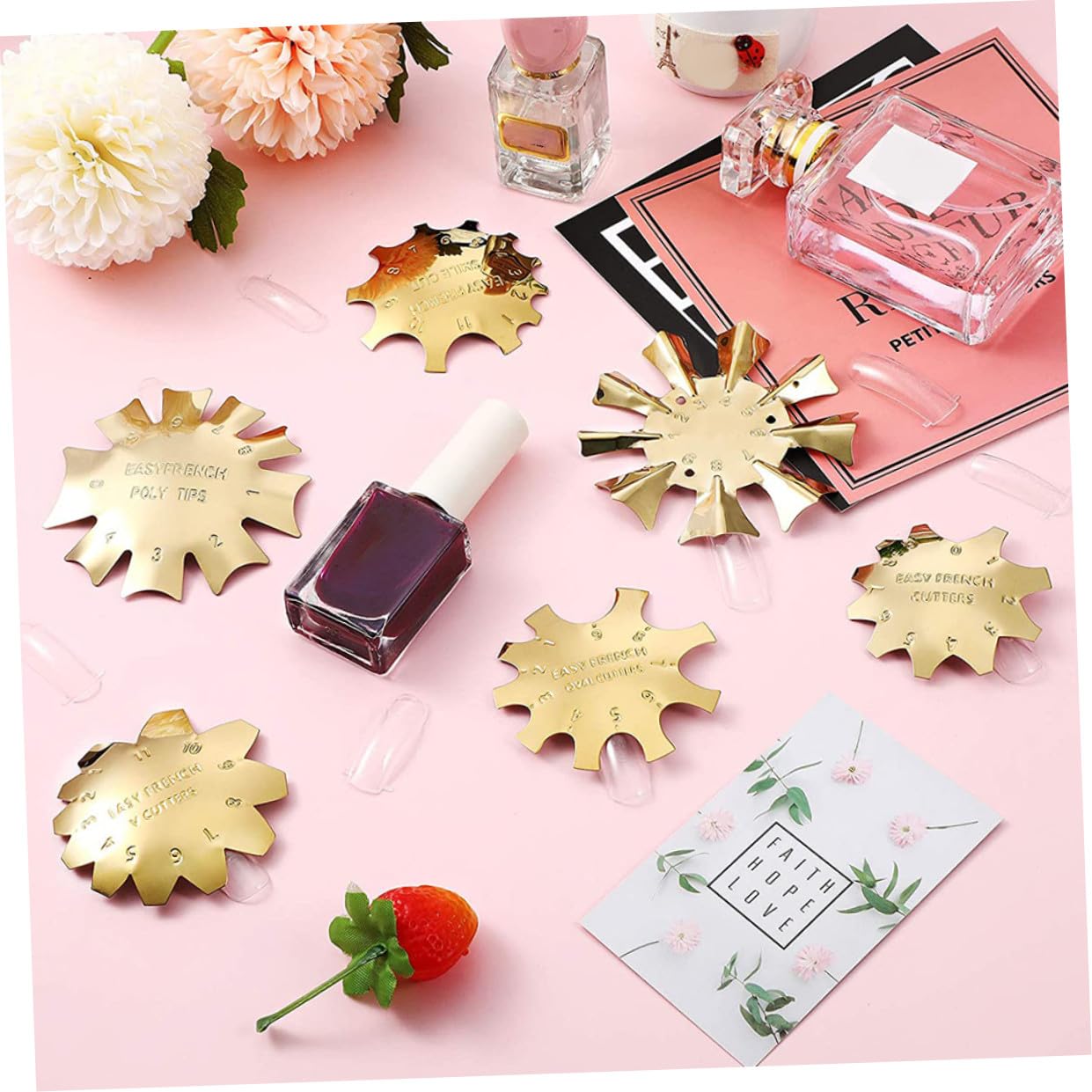 6Pcs French Manicure Templates Gel Cutter Tool for Nail Art Stainless Steel Trimmer for Professional Home Use Create Distinct Smile Lines