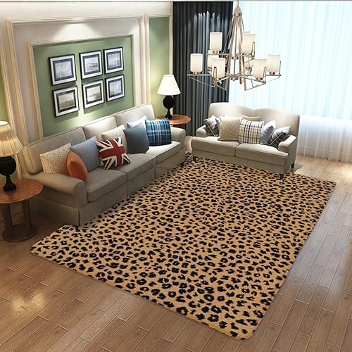 MELONE Alfombra de leopardo antideslizante, alfombra rústica de granja, cocina, dormitorio, sala de estar, decoración de moda de leopardo,