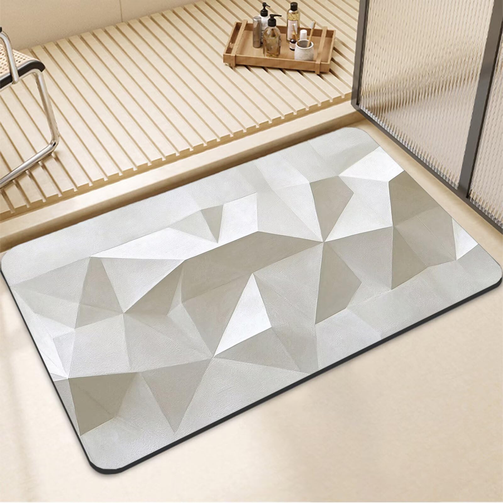 Tappetino da Bagno Antiscivolo Tappeto Bagno Super Assorbente Tappeto Cucina ad Asciugatura Rapida Facile da Pulire Tappetino Doccia Tappeti Cucina per Zerbino Ingresso Interno White 160x230cm 7-1383