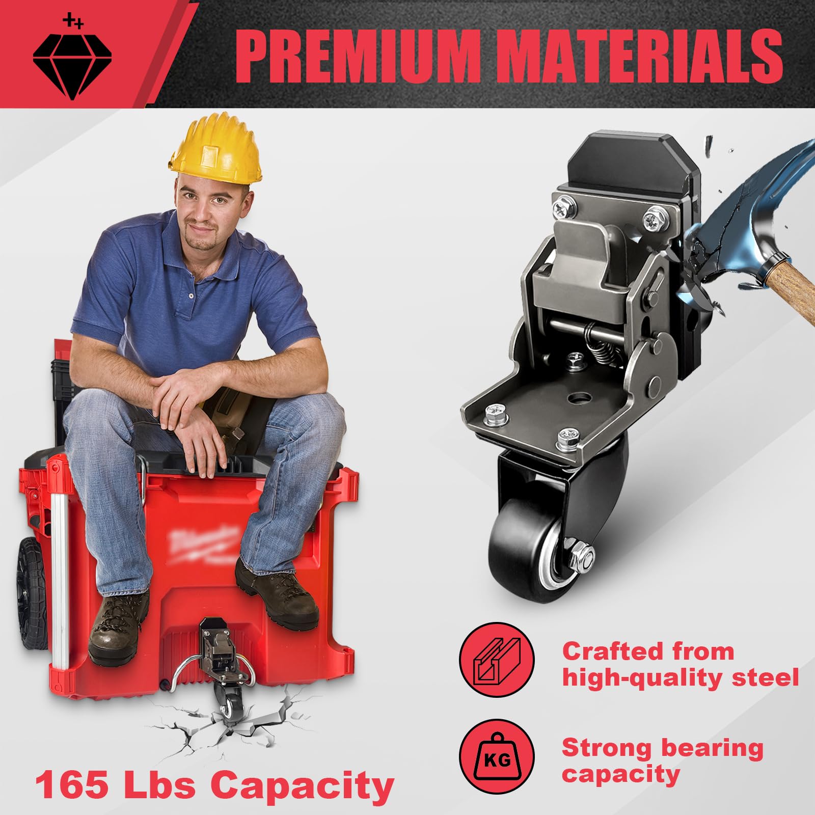 Front Wheels Compatible for Milwaukee Packout Rolling Tool Box,Packout Caster Wheels Accessories for Packout Tool Box,Making Transportation Easy - Image 3