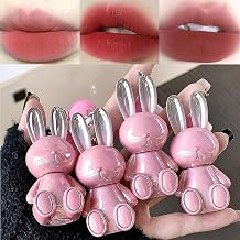 3 Colors Matte Liquid Lipstick Cute Rabbit Lip Glaze Rabbit Keychain Lightweight Lipstick with Matte Finish Full Coverage Korean Makeup for Girls