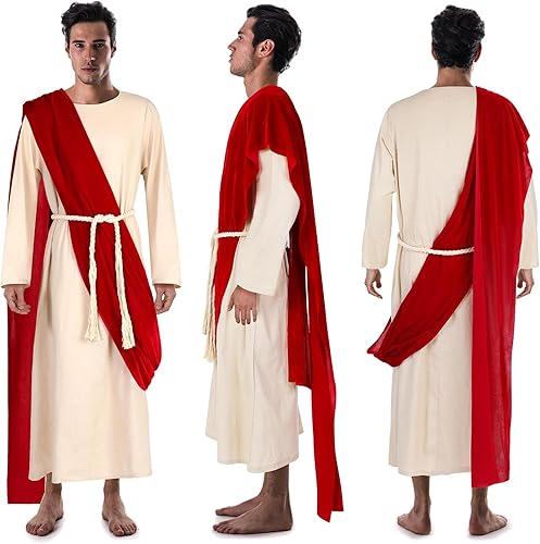 Miniatura 2 de Disfraz de Jesús para adultos, traje de Jesús, disfraz de Cristo religioso, incluye bufanda, cuerda para la cintura para Halloween