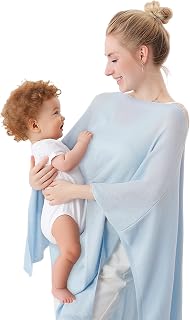 Pinuotu Nursing Cover Breastfeeding Privacy - Breathable Lyocell Fabric, 360° Coverage, Multi-Use Scarf Shawl Baby Blanket, One Size with Laundry Bag