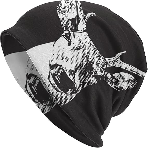 Amazon ニット帽 春 夏 帽子 ソフトガーゼ ロールアップワッチ ビーニー ニットキャップ 鹿の頭 黒で隔離のグラフィック彫刻イラスト オールシーズン 柔らかい 男女兼用 キャップ 通販