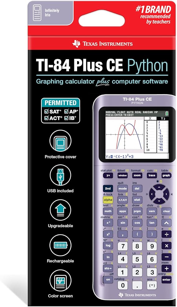 TI-84 Plus CE Python Enhanced Graphing plus Software, Iris/Purple