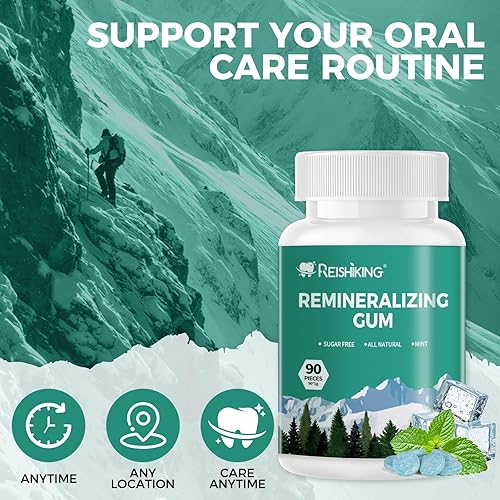 Miniatura 2 de Goma remineralizante (90 piezas)  Remineralización de dientes, goma de mascar sin azúcar con xilitol  Sabor menta  1 unidad