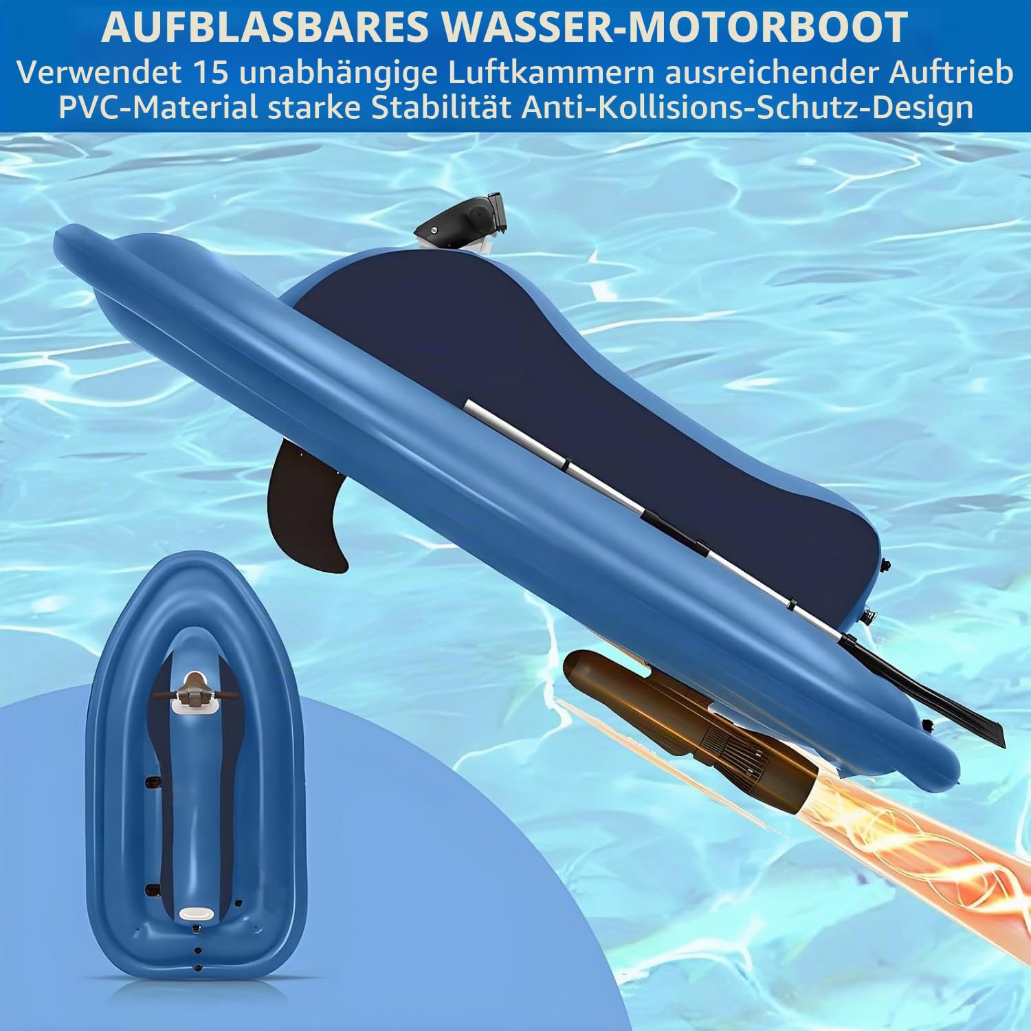 Jet-Ski mit Wasserstrahlantrieb, aufblasbares Jet-Boot, aufblasbarer Jet-Ski mit 500 W / 700 W Scooter und Paddel, 10.000 / 16.000 mAh Akku, Fernbedienung, 150 kg Tragkraft, Elektro-Motorboot 700W16Ah
