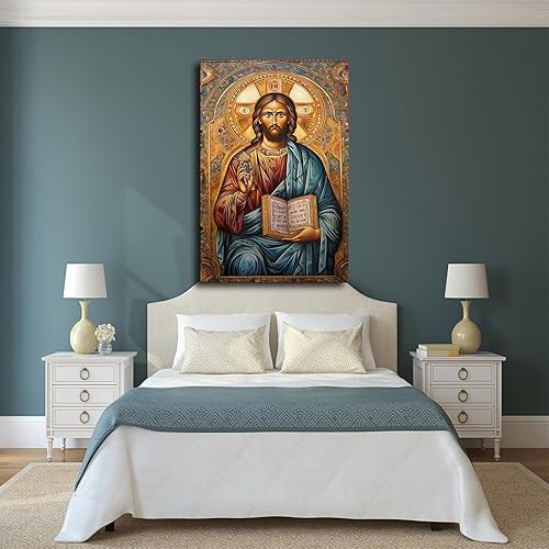 Miniatura 3 de Póster ortodoxo de Jesucristo, impresión HD, póster retro pintado moderno para el hogar, dormitorio, habitación, decoración estética (08 x 12