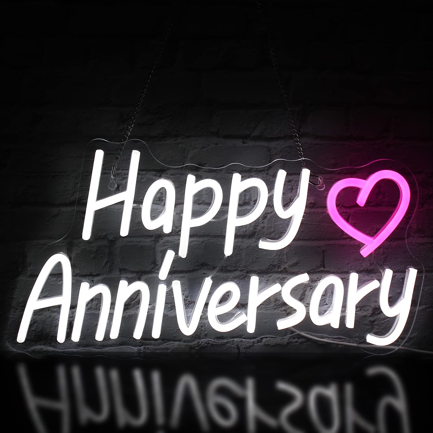 Photo 1 of Happy Anniversary Neon Sign for Wall Decor, Hello Rosa Led Signs, USB Powered Anniversary Sign for Wedding Party, Engagement, Birthday, Home Wall Decor, Living Room Decor, Birthday Gifts for Women