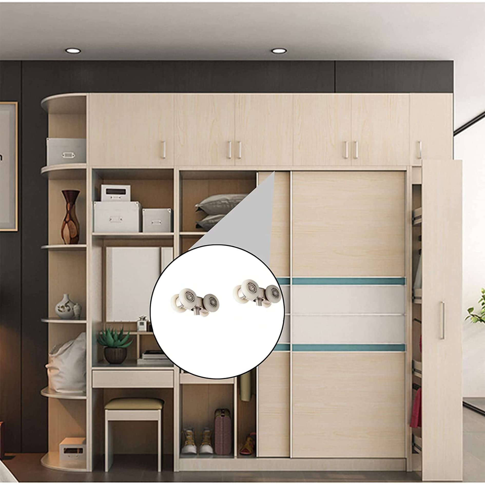 Kit 8 Ruote Porta Scorrevole Con Rulli - Per Docce, Armadi E Porte In Vetro, Facile Installazione - Foto 9