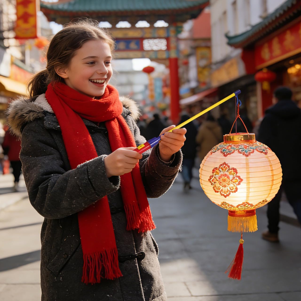 8pcs Lantern Holder LED Lantern Sticks Plastic Electronic Laternenstab Holder for Kids, 39CM, Without Battery (15.35 x 1.18 x 0.59 inch)