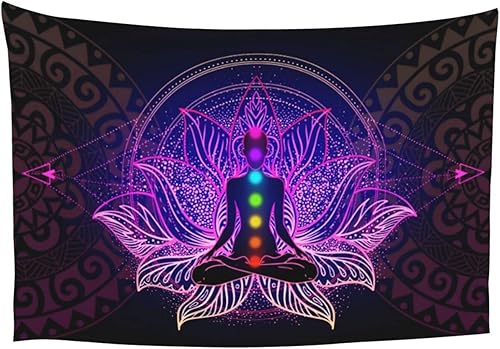 Miniatura 8 de OCUSOHEN Tapiz de siete chakras, diseño de mandala, colorido tapiz bohemio para yoga, meditación, tapiz colgante de pared para dormitorio,