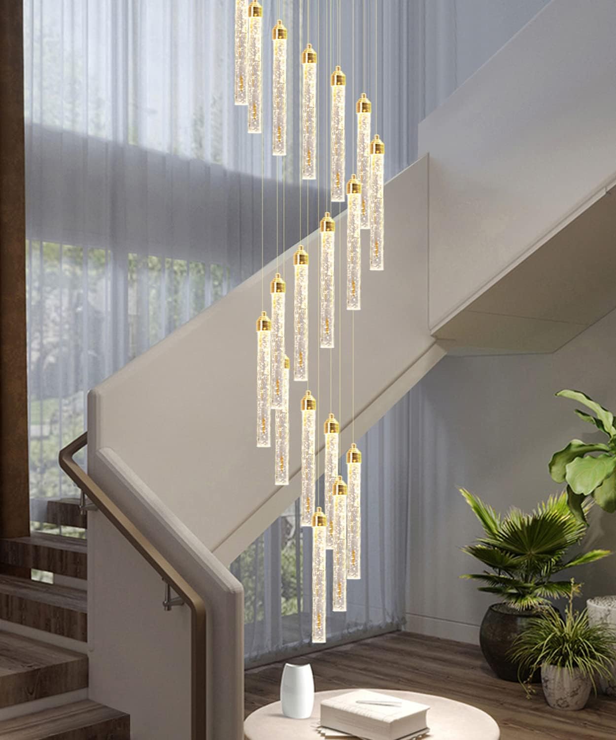Lampadario a 12 luci Lampadari dimmerabili a LED per ingresso Lampada a sospensione a soffitto con montaggio a incasso Lampadari in cristallo per soggiorno Oro