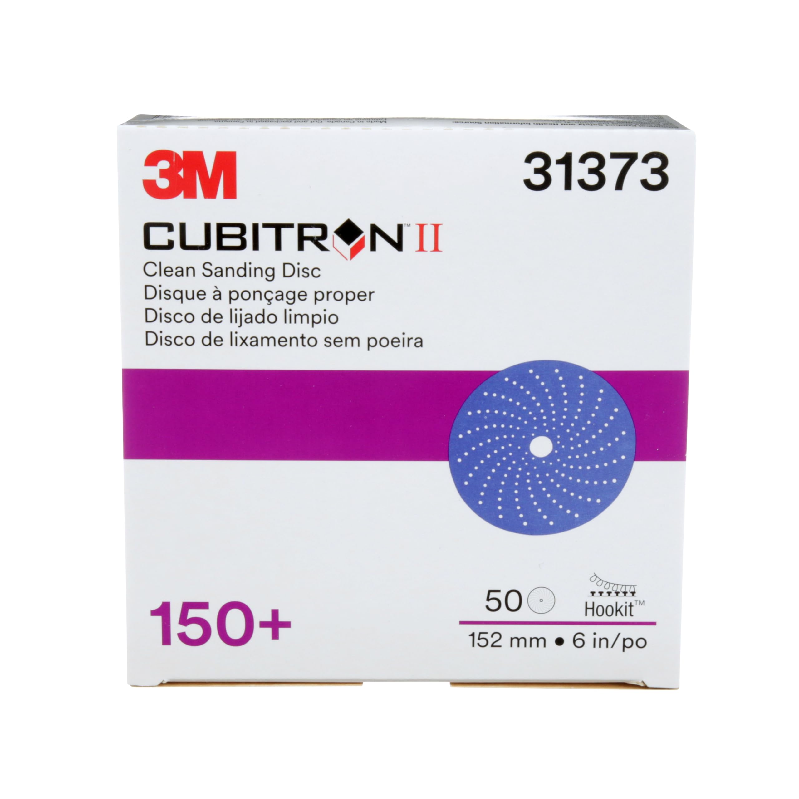 3M Cubitron II 31373 Clean Sanding Hookit Abrasive Disc (6 in, 150+, 50 Discs per Box)