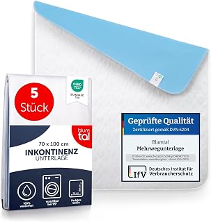 Blumtal® Inkontinenzunterlage waschbar 70x100 cm - Wickelauflage Babys - OEKO-TEX zertifizierte Inkontinenz Bettunterlage für Babys - Bettunterlage wasserdicht - Inkontinenzauflage 70x100 cm - 5er Set