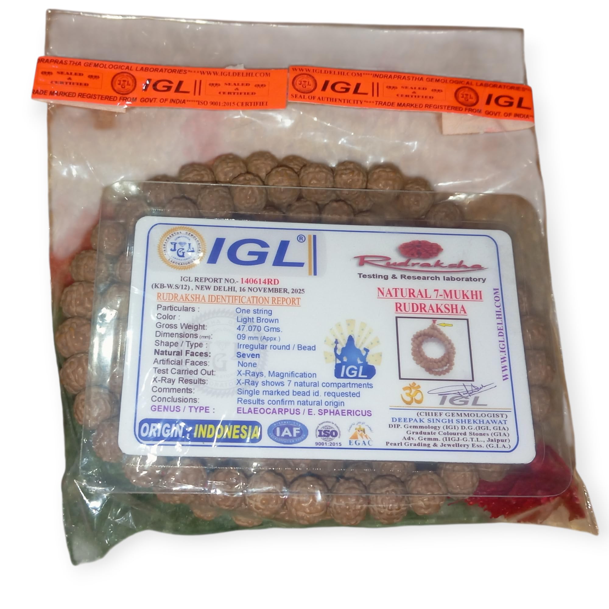 あ*様 シュトラ4枚 7 Mukhi Rudraksha Mala 108 Beads Original Certified with IGL