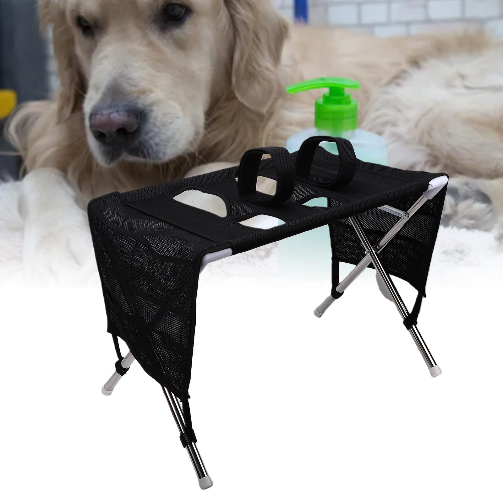 Haustier Badehängematte für Hunde, Verstellbare Rückhaltung (Black)