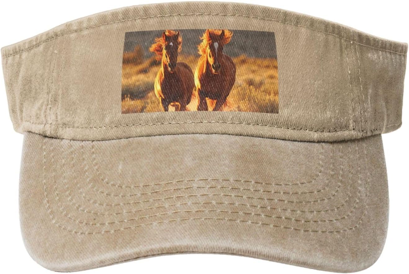 Galloping Running Horses Print Sport Sun Visor Hats Cotton Ball Caps Empty Top Baseball Sun Cap for Men Women