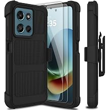 for Motorola Moto G Play 2026 Case for Moto G 2026/2025 Case with 2 Pack Tempered Glass Screen Protector, [Holster Series] Belt Clip Heavy Duty Shockproof Protective Phone Case Cover Black