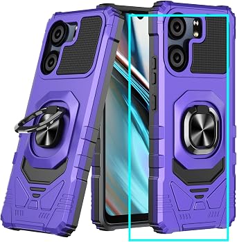 Case for Blu View 5 with Screen Protector Magnetic Ring Stand Design | Blu View 5 Phone Case Slim Fit Silicone Dual Layer Rugged Shockproof Heavy Duty Military Grade Protecion Purple