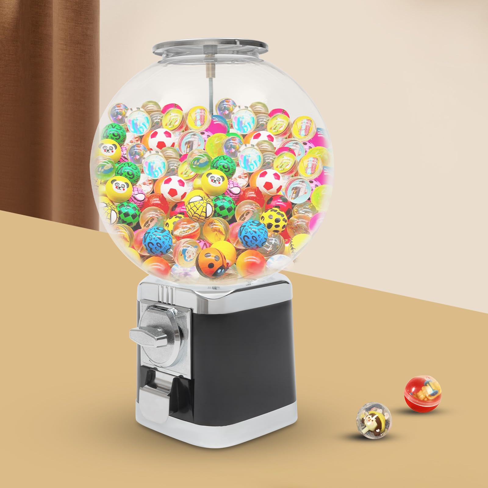 BANLICALI Vending Machine, Modern Freestanding Mini Candy Vending Machine with Keys, Big Bubble Gumball Bank for 1.26