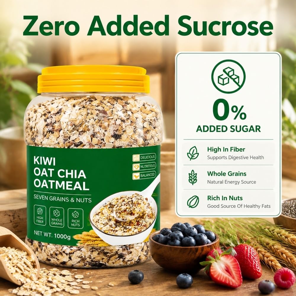 1000g Płatki Owsiane Chia Quinoa Bez Dodatku Cukru Czarne Natychmiastowe Bogate W Błonnik Szybkie Śniadaniowe
