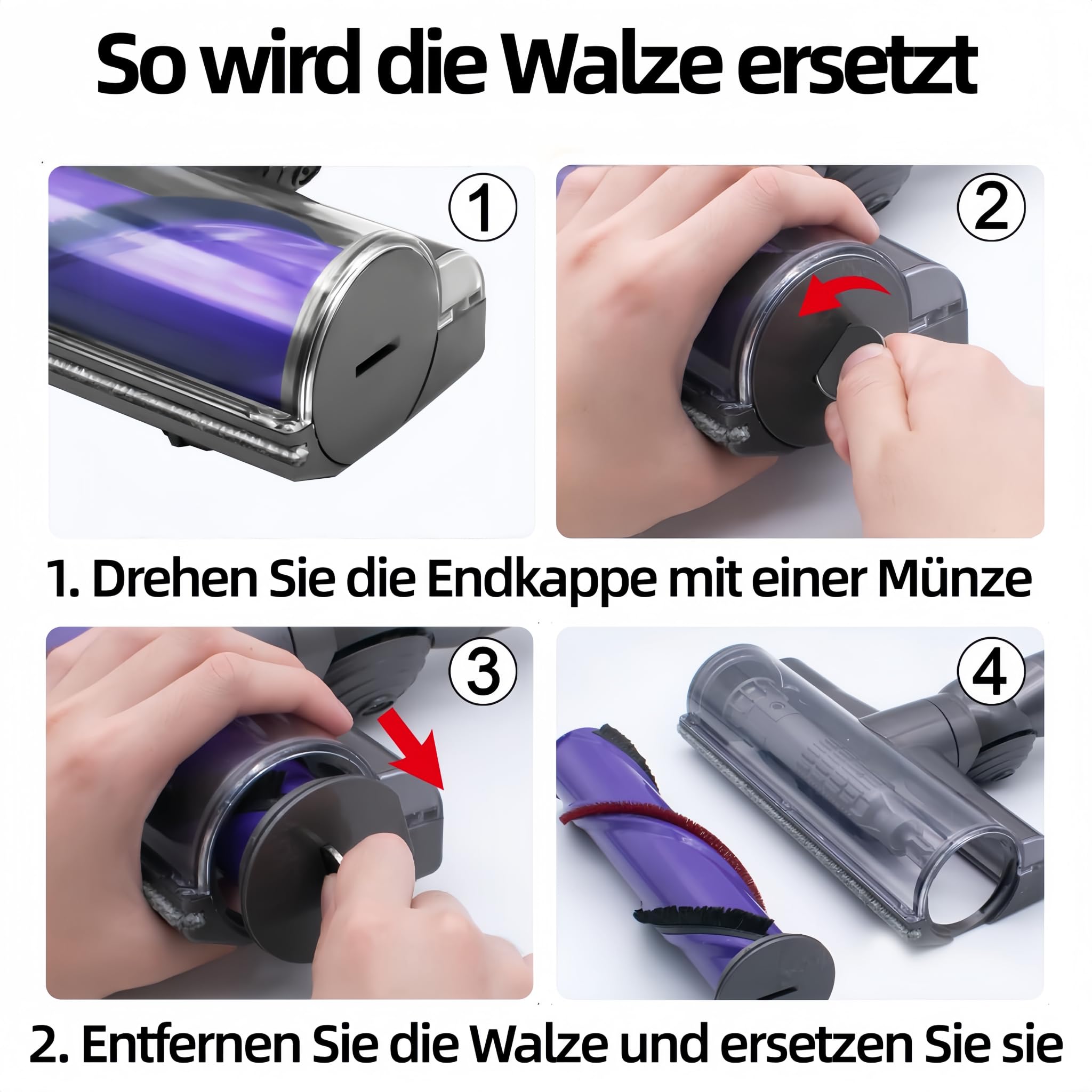 Elektrische Bodendüse Kompatibel mit Dyson V7 V8 V10 V11 V15 Staubsauger, Turbobürste mit Direktantrieb Ersatzteil, Motorhead Bürstenkopf Zubehör für Teppiche, Hartboden, Parkett und Tierhaare