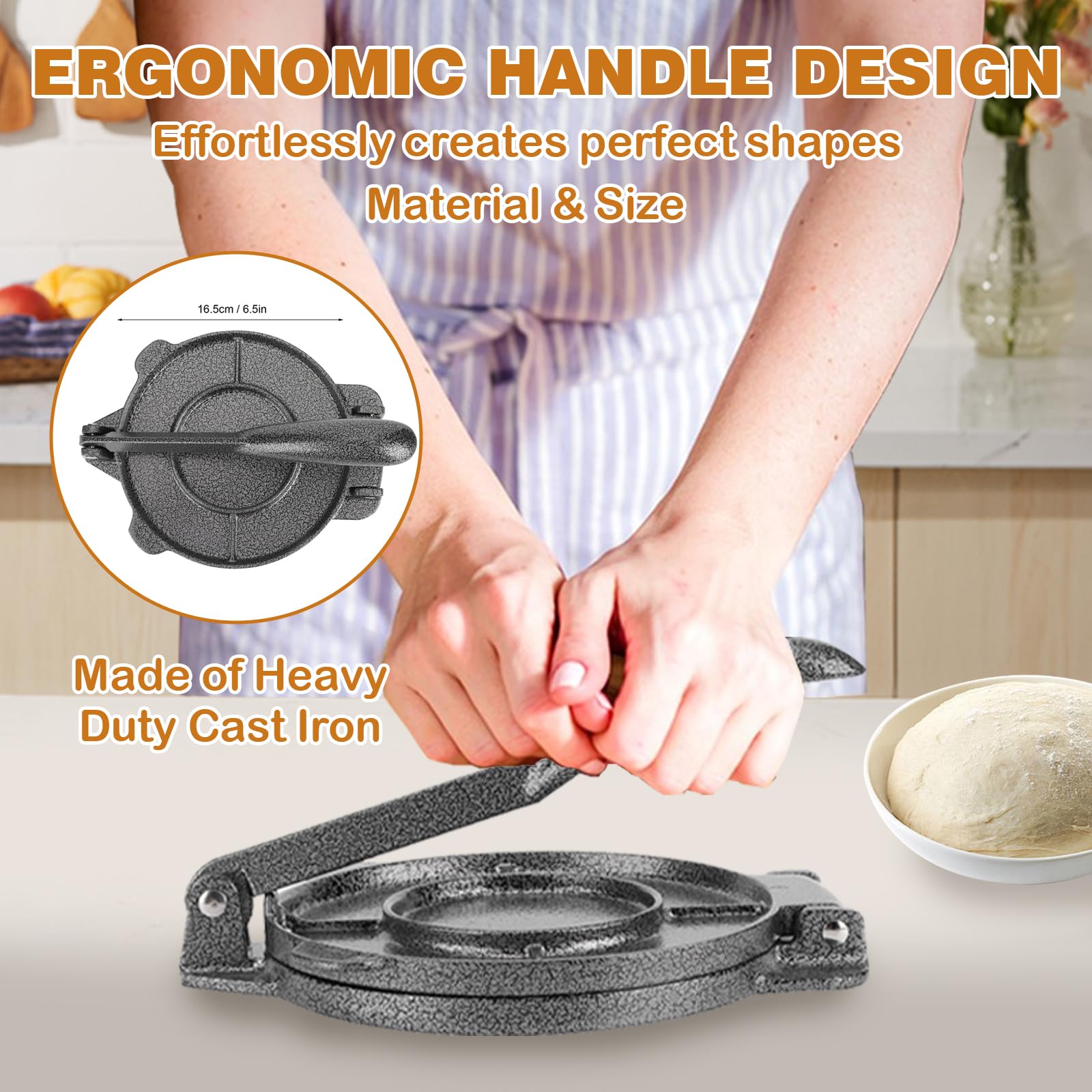 Pressa Per Tortilla, Pressa Di Alta Qualità Per Tortilla In Ghisa, Per Tortille Fatte In Casa (Ø 16.5 Cm)