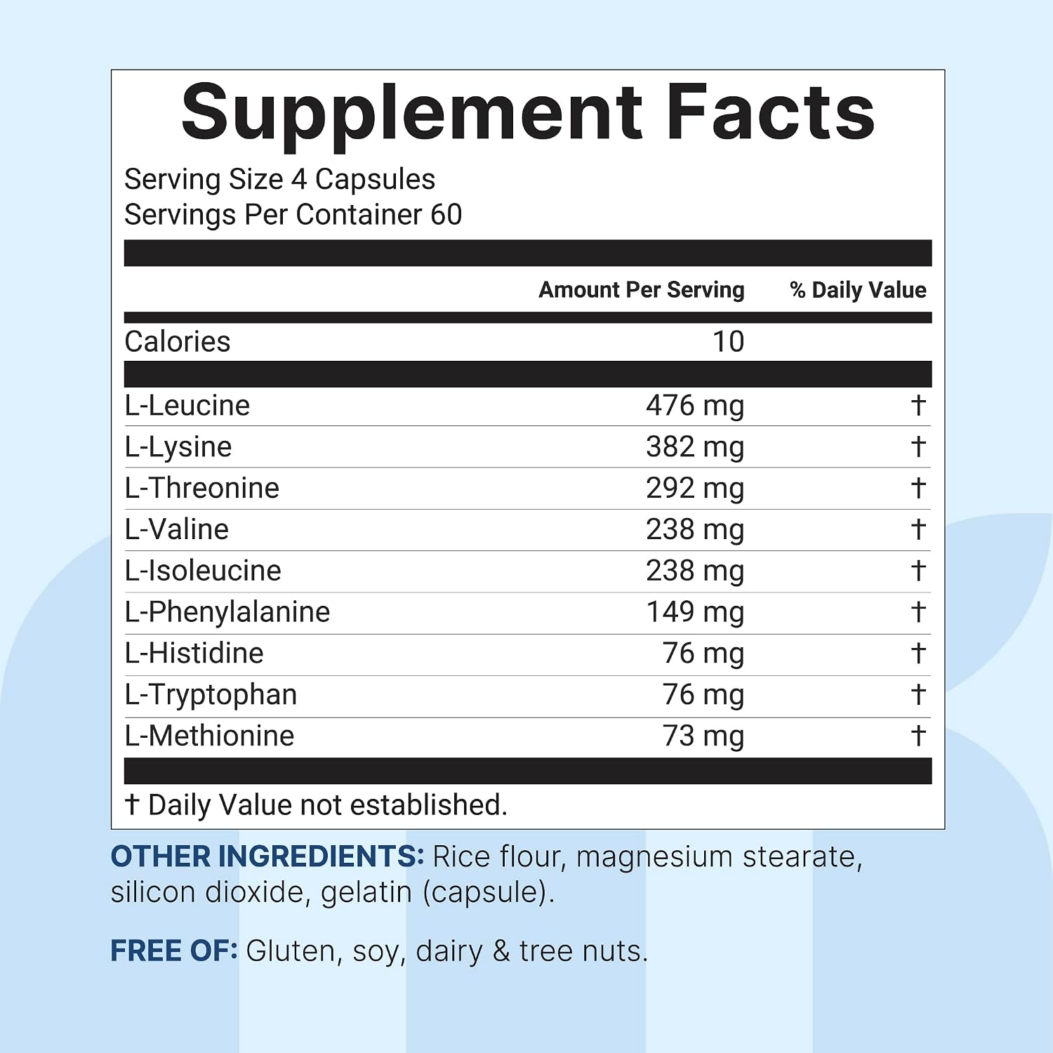 Essential Amino Acids 2,000mg Per Serving, 240 Capsules, All 9 EAAs & BCAAs image 6