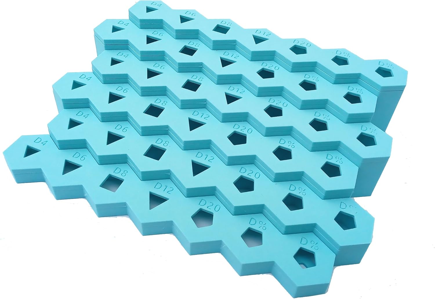 6-Row Dice Display Stand with Shelves, 8.5x6x2 inches, Holds 7-Piece RPG Die Sets, Dice Not Included (Black)