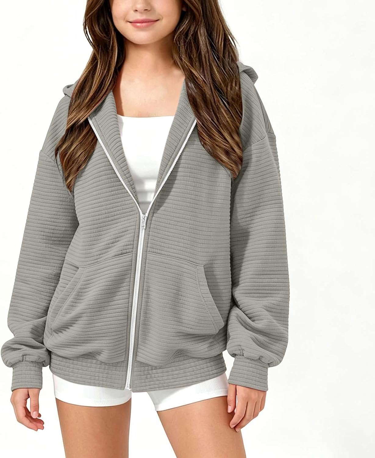 Kids Full Zip Hoodie Boys Girls Preppy Sweatshirt Fall | Kids Full Zip-Up Hoodie Solid Sweatshirt for Boys and Girls Long Sleeve Zip Up Hooded Sweatshirt Cute Preppy Teens Clothes