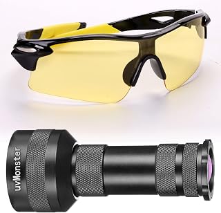 uvMonster Auto Air Conditioner Leak Detector Tool Flashlight Car Oil AC Dye Leak Test Pro Detection Kit Flashlight with UV Protective Glasses uc-001
