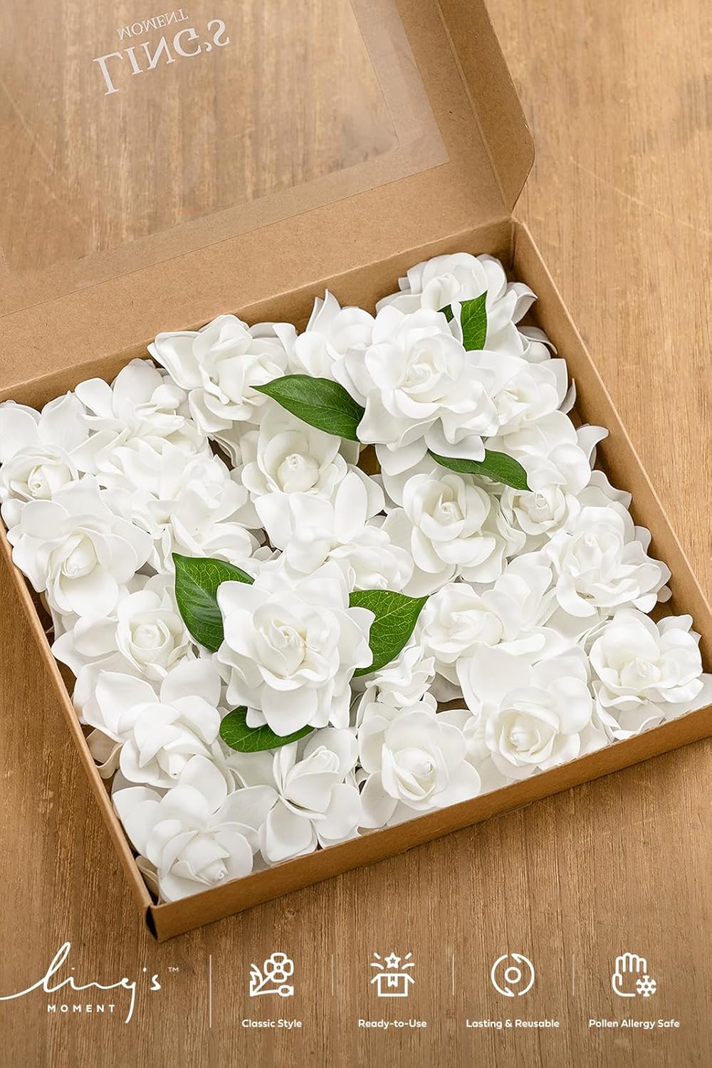 Ling's moment Flowers 25pcs 2.7" Fake Gardenia White Artificial Flowers with Stem, Fake Flowers for DIY Wedding Decorations Centerpieces Bouquets Boutonnieres（Flores Artificiales para Decoracion） - Image 9
