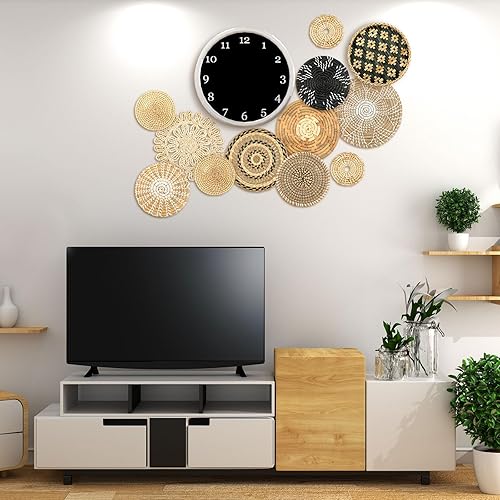 Vista 17 de Glenmal Juego de 13 cestas de pared bohemias tejidas de ratán hechas a mano, de mimbre de bambú, para colgar en la pared, para dormitorio, sala