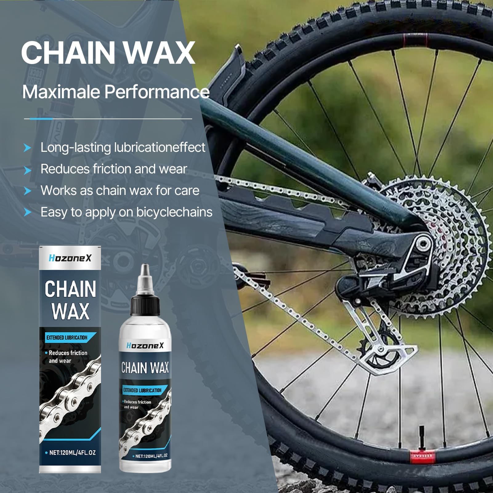120 ml Cera per catene di biciclette,olio per catene di biciclette, grasso percatene, grasso percatene,lubrificante per catene,lubrificante a base d'acqua per catenedibiciclette,per e-bike,gravel bike
