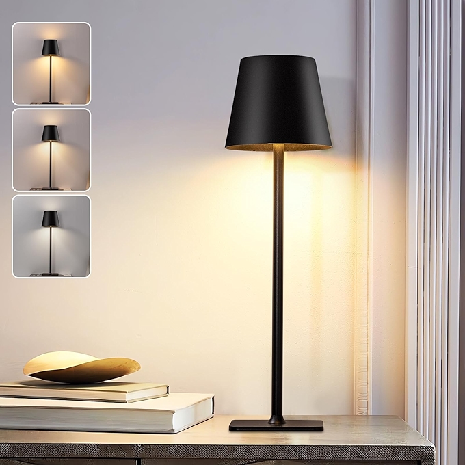 充电式无线桌面灯 - 触摸调光金属外壳家居灯