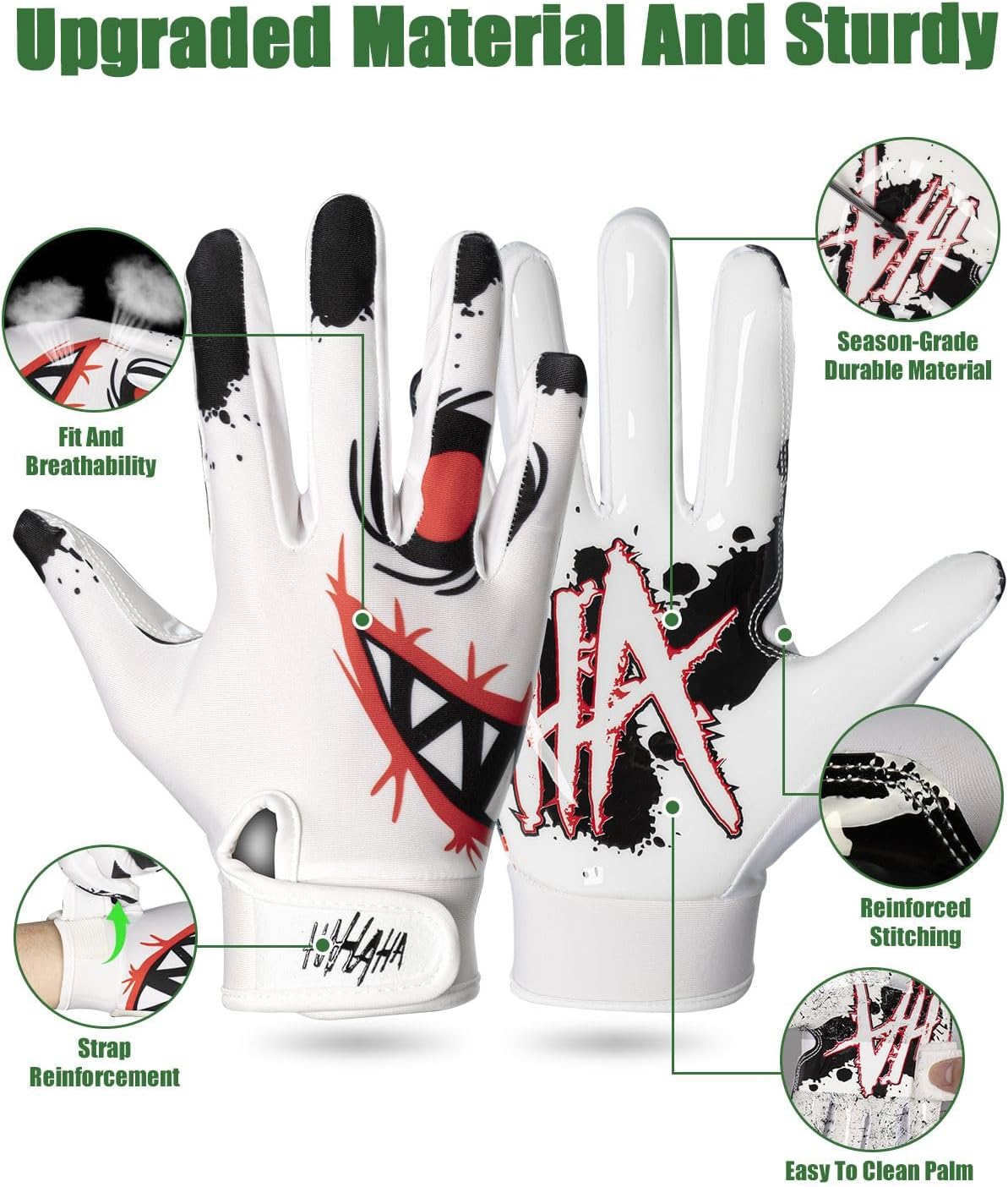 Pixel Panda Youth Football Gloves, Non-Slip Kids Football Gloves with Super Sticky Grip Palm, Breathable Wide Receiver Glove Best Gifts for Boys Girls