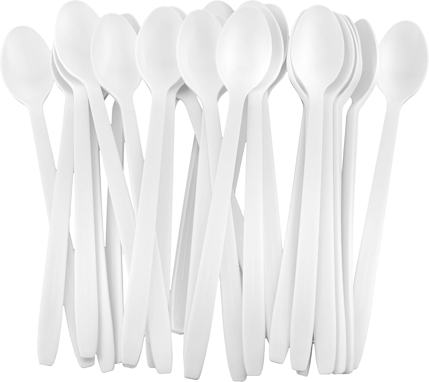 Bіg Sаlе MT Products Long White Plastic Soda Sundae Spoon (50 Pack) | 8-Inch Iced Tea Spoons Great for Mixing & Stirring Drinks | Disposable Spoon for Cocktail Stirring, Desserts, Milkshakes, Ice Cream