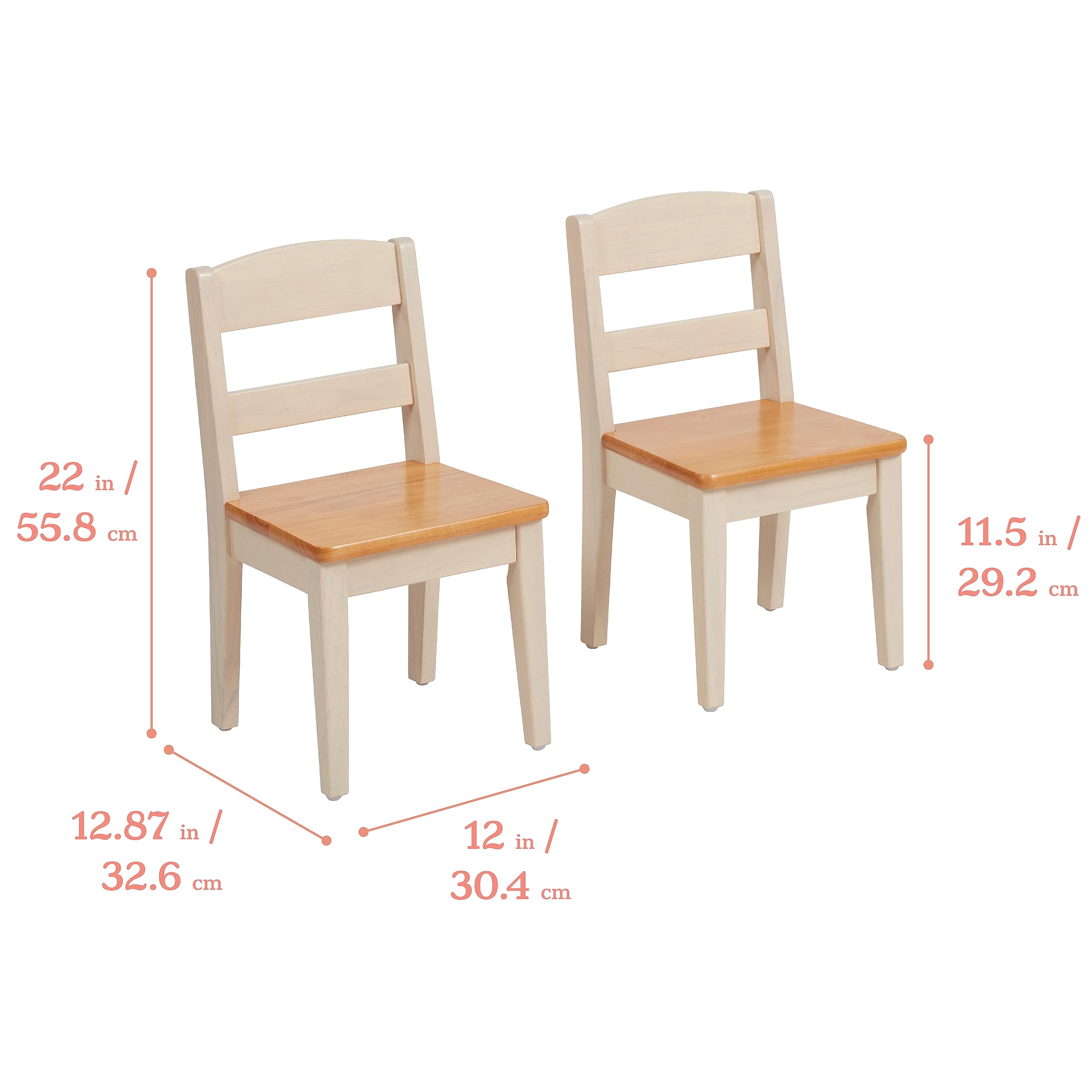 ECR4Kids Hideaway Chair, Kids Furniture, Honey/Antique White, 2-Pack